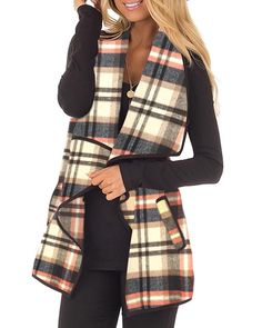 PRICES MAY VARY. Material: 65% Polyester+35% Cotton, Iron it along the wool if the fabric was wrinkled. Features: Lapel, Draped open front, Plaid pattern, Front pockets, Brushed fabric exterior, Sleeveless cardigans with unique trim for women Fashion mix: Easy to wear with your favorite pants, jeans, skirt, leggings or boots. Occasion: Great for home, office, casual, outwear, fall, spring or early winter. Merry Christmas Gift. GARMENT CARE: Hand wash in cold water, flat dry, do not twist after w Dressy Vest, Long Sleeveless Cardigan, Buffalo Plaid Vest, Vest Style Women, Trendy Vest, Lapel Coat, Pockets Fashion, Plaid Vest, Sleeveless Cardigan