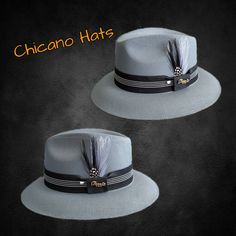 "Goldline fine finish Oxford Viejo made with the finest cotton string with black pinstripe band,real feather,pearl pin and 2.5 \" brim" Frank Garcia, Cholo Style, Chicana Style, Pearl Pin, Cotton String, S Star, Classic Car, Fedora, Caps Hats