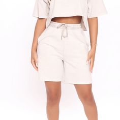 Brand New - I Just Didn’t Like How They Looked On Me. Also I Feel Like It’s A M/L Even Though The Tag Says Large Style Sweat Shorts, Fashion Nova Shorts, Sweat Shorts, New Me, Off White Color, White Color, Feel Like, Fashion Nova, That Look