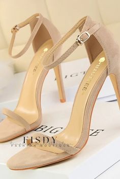 Fisdy - Elegantes y seductoras sandalias con tira al tobillo y tacón de aguja de diseño moderno Heels Professional, Heels Business, Professional Heels, Low Pumps, Business Heels, Shoes Business, Summer High Heels, Buckle Outfits, Shoes Formal