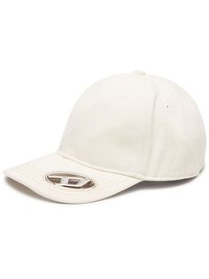 cream white cotton logo plaque six-panel construction fabric-covered button at the crown curved narrow brim adjustable strap to the rear Diesel Cap, Construction Fabric, Fabric Covered Button, Cotton Logo, Fabric Covered, The Crown, Cream White, White Cotton, Baseball Cap