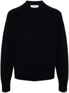 navy blue cashmere fisherman's knit crew neck long raglan sleeves ribbed cuffs and hem When buying this unisex item, keep in mind that it is graded in standard men's sizing. We've partnered with Good On You — an independent agency that rates how brands perform in relation to their impact on the planet, people and animals, with a multi-criteria rating simplified to a five points scale. In order to be awarded our conscious label, larger brands need to score a minimum of four out of five ('Good'), Navy Fine Knit Sweater For Fall, Navy Wool Sweater With Ribbed Cuffs, Navy Cashmere Sweater For Work, Navy Wool Crew Neck Sweater, Classic Navy Cashmere Sweater, Extreme Cashmere, Planet People, Yoko London, City Dress