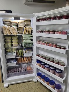 an open refrigerator filled with lots of food