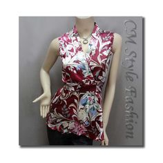 Product Condition : 100% Brand New Color :  Burgundy Base w/ Floral Prints Material : Satin (Polyester 92%, Elastane 8%) Product Features : * A beautiful Oriental Chinese / Japanese style fashion top with a cross over design in bust, back tie at back to adjust the waist fitting. Gorgeous floral patterns. (Please note that the floral patterns are in random distributions and may vary for different tops) * Satin fabric is really smooth, soft and slightly stretchy. Measurements : * Length from Shoul Japanese Style Fashion, Satin Bluse, Blouse Tank Top, Fashion Top, Satin Blouse, Japanese Kimono, Womens Tunics, Floral Patterns, Japanese Fashion