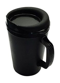 a black coffee cup is shown on a white background