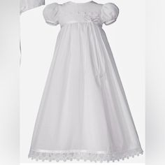 Little Things Mean A Lot From Nordstrom New Without Tags Gown Only Bundle And Save On Shipping Fitted Short Sleeve Gown For Confirmation, Fitted Spring Gown For Confirmation, Fitted Gown For Spring Confirmation, Fitted Gown With Short Sleeves For Confirmation, Fitted Gown For Baptism In Spring, Fitted Gown For Spring Baptism, White Summer Gown For Dress-up, Spring Wedding Cotton Gown, White Cotton Baptism Gown