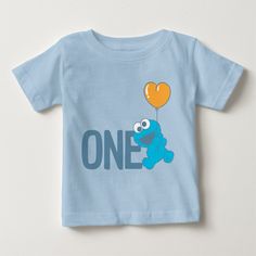 Check out this cute Sesame Street I'm One Birthday shirt design featuring Cookie Monster. Fun Blue Tops For Birthday, Cute Cartoon Print Top For First Birthday, Playful Cartoon Print Tops For First Birthday, Cute Cartoon Print Tops For First Birthday, Playful Tops With Cartoon Print For First Birthday, Cute Birthday Shirt With Cartoon Print, Cute Cartoon Print Shirt For Birthday, Playful Character Print Top For Birthday, Playful Crew Neck Top For First Birthday