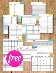 the free printable planner is shown on top of a wooden table