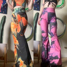 "MADE TO ORDER! To order select your desired pattern and closest letter size from the options. For a truly perfect pair of pants include your measurements in the notes or message me. Since these are handmade, I can make them in any size! (Inseam, waist, hip, thigh measurements needed!) These super funky flares/bell bottoms are available in a selection of originally designed fabrics by me and others sourced from independent artists. They have a fold-over waistband that is flattering for all sizes Funky Trousers, Fall Decor Door, Witchy Wardrobe, Scarecrow Decor, Scarecrow Decorations, Character Vibes, Festival Fits, Solar Flares, Funky Pants