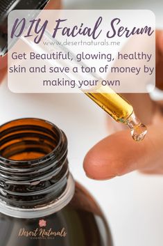 Get beautiful, glowing and healthy skin and save a ton of money by making your own DIY facial #serum.  Just a few nourishing ingredients like jojoba oil and essential oils can make a difference in your #skincare routine, and you can feel good knowing that there is nothing synthetic, toxic, or damaging to your skin.    Customize the serum to your skin type. Make it hydrating for dry skin, oil fighting for acne, anti-aging, or healing for inflammation or redness.    #diy #beauty #diybeauty Essential Oil Beauty, Skin Oil