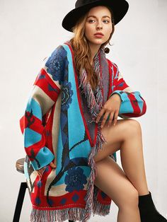 Multicolor Long-sleeved Sweater Coat For Spring, Bohemian Floral Print Winter Cardigan, Multicolor Long Sleeve Sweater Coat For Spring, Long Floral Print Winter Outerwear, Multicolor Floral Print Long Sleeve Cardigan, Chic Long Sleeve Cardigan With Floral Print, Bohemian Floral Print Winter Sweater, Long Multicolor Sweater Coat For Spring, Fall Floral Print Long Sleeve Cardigan