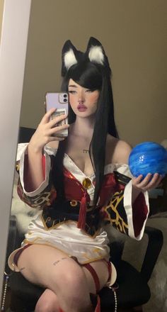 new ahri vsu cosplay! this includes the wig, garments, and ears. not included are the boots, orb, or tails. if you are interested in the boots they are on my page and are a US Womens 7.5. this cosplay has only been worn for a few hours at a convention so it’s in great condition waist - 27 in hips - 37 in height - 5’1 Cosplay Costume With Cat Ears For Cosplay Events, Ahri Skin Concept, Ahri Skins League Of Legends, League Cosplay, League Of Legends Ahri Fanart, Movie Character Halloween Costumes, Popstar Ahri, Movie Character Halloween, Ahri Cosplay