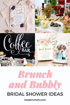 brunch and bubbly bridal shower ideas with text overlaying the image