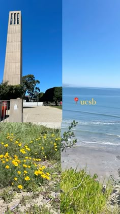 two different views of the same beach and ocean