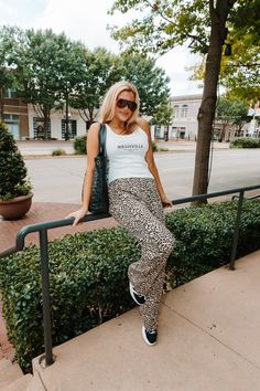 Experience the luxurious comfort of these Leopard Lounge Pants. With a dream-like softness and lightweight, airy design, these ankle pants are perfect for any occasion. Dress them up or down for a versatile and stylish look that will make you stand out. Your wardrobe deserves these must-have lounge pants! animal print plisse fabric elasticized waistband baggy / oversized fit 100% polyester MODEL DETAILS: Height 5”8 Bust: 37 Waist: 28 Hips: 39 wearing size medium Summer Lounging Ankle-length Pants, Comfortable Lounging Pants For Spring, Versatile Long Sweatpants For Spring, Versatile Spring Sweatpants, Spring Versatile High-waisted Sweatpants, Versatile Spring High-waisted Sweatpants, Ankle-length Summer Lounging Pants, Spring Trendy Wide Leg Lounging Pants, Trendy Summer Wide Leg Pants For Everyday