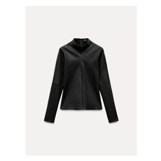 ZARA WOMAN COLLECTIONTop made of 100% leather at front. Tonal matching fabric detail at back. High collar and long sleeves. Invisible back zip closure. Jeans Cargo, Cardigan Sweater Dress, Shirt Blouses Tops, Leather Shirt, Zara Woman, Zara Women, Trouser Jeans, Zara Tops, High Collar