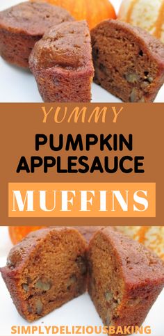 yummy pumpkin appleauce muffins with text overlay