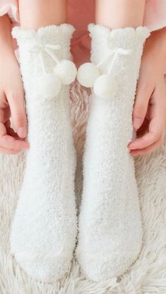 "Complete comfort, like the warmest of hugs, these socks will wrap you in luxury and take your stress level down instantly. Extremely soft fuzzy pom-pom crew socks. These are really soft socks that feel great against your skin. Perfect for everyday activities, hanging out with friends/family, or going out for a nice lunch/dinner. These socks go nicely with leggings, jeggings, tights, jeans, and more. Size: 12.5\" long by 3\" wide. Material: Made with 85% polyester and 15% spandex material. Line Soft Socks, Fluffy Socks, Comfy Socks, Soft Sock, Fuzzy Socks, Cozy Socks, Winter Socks, Cute Socks, Everyday Activities