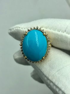 Turquoise Gold Ring, 14k Gold Ring, Oval shape with diamond Ring Promise Ring, Oval Turquoise Ring, Sleeping Beauty Ring, Anniversary Ring 💍  *Gemstone: Natural Arizona Sleeping Beauty Turquoise *Metal:  14K Rose Gold/14K Yellow Gold/14K White Gold *Gemstone Shape and Size: Oval 13X19 MM *Gemstone Shape and Size: Round Diamond  *Gemstone Weight: 16.00 Carat. Every Piece of Jewelry we make has a special meaning and story. Oval Multi-stone Turquoise Ring, Oval Turquoise Multi-stone Ring, Luxury Oval Turquoise Gemstone Ring, Turquoise Diamond Rings With Gemstones, Oval Turquoise Ring In Yellow Gold With Diamond, Fine Jewelry Turquoise Diamond Ring, Luxury Turquoise Diamond Ring, Turquoise Blue Diamond Ring With Center Stone, Oval Turquoise Ring With Diamond Accents