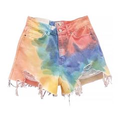 Size: L Indie Style Men, Summer Girl Aesthetic, Rainbow Shorts, Aesthetic Rainbow, Dye Denim, Summer Shorts Denim, Rainbow Tie Dye, Tie Dye Denim, Tie Dye Colors