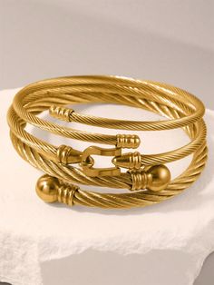 3pcs Set Stainless Steel Twisted Braid Minimalist Bracelet For Women Yellow Gold Fashionable   Stainless Steel     Women Fashion Jewelry, size features are:Bust: ,Length: ,Sleeve Length: Twisted Braid, Body Necklace Chain, Women Bracelets, Letter Pendant Necklace, Minimalist Bracelet, Twist Braids, Watches Women Fashion, Letter Pendants, Bracelet For Women