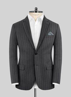 Experience the epitome of dapper sophistication and timeless elegance with our Lanificio Zegna Loop Adana Gray Stripe Wool Suit. Tailored using superfine Australian wool, this suit exudes an air of refined allure in a sleek gray color scheme, complemented by vertical stripes that emanate effortless style. Whether you're attending a formal occasion, a wedding, or a party, this suit allows you to leave an indelible impression while effortlessly embracing understated charm.   Look Includes     Lani Brown Tweed Suit, Green Chino Pants, Grey Tweed Suit, Grey Wool Suit, Green Chinos, Grey Color Scheme, Herringbone Tweed, Bespoke Suit, Fashion Enthusiast