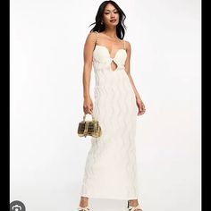 New Padded. Creamy Almost White Color Pizza Bianca, Bachelorette Outfits, Sleeveless Long Dress, Asos Dress, Asos Dresses, Lace Maxi, Lace Maxi Dress, White Style, Cream White