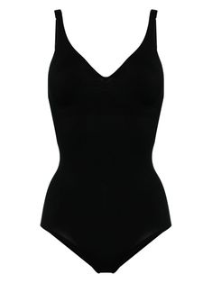 black stretch-cotton one-piece design panelled design V-neck press-stud fastening adjustable shoulder straps Just a reminder that this piece must be tried on over your own garments. Chic Black Stretch Shapewear, Elegant Sleeveless Shapewear With Adjustable Straps, Elegant Black Elastane Bodysuit, Black Second-skin V-neck Bodysuit, Elegant Second-skin Bodysuit For Workwear, Elegant Second-skin Bodysuit For Work, Elegant Second-skin Bodysuit With Adjustable Straps, Fitted V-neck Elegant Shapewear, Elegant Fitted V-neck Shapewear