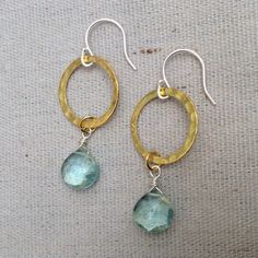 New Handcrafted Earrings 1.5”L Total With Silver 925 Ear Wire Hooks 15mm Hammered 18k Gold Plated Circles 8mm Faceted Blue Tone Briolette Aquamarine Tone Hydro Quartz Handcrafted Item Handmade In Us Fast Shipping Additional 10% Discount With Bundle 2+ Please Review My Other Handcrafted Exclusive Jewelry On Sale Yellow Small Hoop Jewelry For Everyday, Blue Sterling Silver Small Hoop Jewelry, Everyday Small Hoop Yellow Jewelry, Everyday Small Yellow Hoop Jewelry, Nickel-free Yellow Jewelry For Everyday, Yellow Small Hoop Earrings With Ear Wire, Yellow Dangle Jewelry For Everyday, Everyday Yellow Dangle Jewelry, Modern Yellow Nickel-free Jewelry