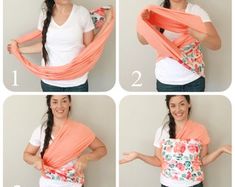 the instructions for how to tie a scarf around your waist and headbands are shown in four different ways