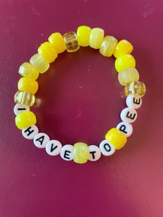 i have to pee kandi single  #kandi #kandikid #bracelet #friendship_bracelet #marshmello #beads #beadsbracelet #music #edm #edmmusic #musicfestivals #festival #musicfestivaloutfit #electricforest #lostlands #ultra #beyondwonderland #plur #edc #edcessentials #edcoutfit #funny #joke Things To Spell Out On A Bracelet, Things To Put On A Bracelet, Funny Braclet Ideas, Kandi Quotes, Edm Kandi Bracelets, Group Bracelets Ideas, Edc Kandi Bracelets