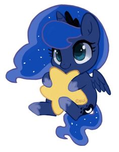 a little pony with blue hair holding a star