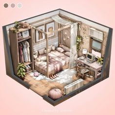 Cc The Sims 4, San Myshuno, Sims 4 Kitchen, Soft Bedroom, Sims 4 Bedroom, House Design Ideas