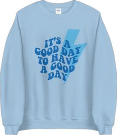 Trendy Relaxed Fit Sweatshirt With Screen Print, Cool Sweatshirt With Letter Print, Cool Crew Neck Winter Sweatshirt, Blue Winter Sweatshirt With Slogan, Trendy Blue Sweatshirt With Slogan, Blue Relaxed Fit Sweatshirt With Slogan, Trendy Letter Print Sweater For Everyday, Trendy Everyday Sweater With Letter Print, Trendy Oversized Slogan Sweatshirt