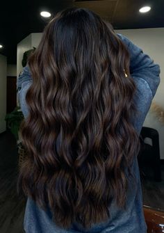 Low maintance dimensional brunnette Hair Inspo Color For Black Hair, Dark Brown With Subtle Highlights, Rich Dark Brown Hair With Dimension, Darker Brunette Hair, Dark Chocolate Brown Hair With Dimension, Dark Brown Lowlights Brunettes, Subtle Balayage Brunette Dark, Low Lights On Brown Hair Brunettes, Super Dark Brown Hair