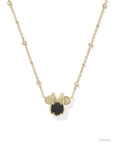 With the Disney | Kendra Scott Gold Minnie Mouse Short Pendant Necklace in Black Drusy, there’s a whole lot of happy to go around. As fashionable as it is fun, this pendant features the signature Kendra Scott Davie stone shape, adorable ear motifs, and a dainty bow detail. You’ll be as chic and sweet as Disney’s Minnie Mouse herself every time you wear this precious style. Metal 14k Yellow Gold Over Brass Material Black Drusy Closure Lobster Clasp W/ Single Adjustable Slider Bead Size 14"Chain W Gold Mickey Mouse Jewelry For Gift, Short Pendant Necklace, Wrist Stacks, Kendra Scott Necklace, Bar Jewelry, Disney Jewelry, Demi Fine Jewelry, Initial Jewelry, Kendra Scott Jewelry