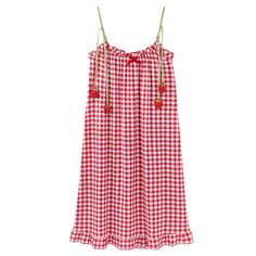 Strawberry Red Gingham Pajama Dress / One Size Pajamas Room Decor Tips, Stylish Bedding, Oc Inspo, Pajama Dress, Pink Bedroom, Red Gingham, Decor Tips, Short Pajama Set, Dress Code