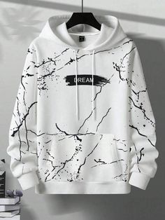 Stylish Hoodies, Stylish Letters, Guys Clothing Styles, Cool Outfits For Men, Style Hoodie, Cool Hoodies, Drawstring Hoodie, White Hoodie, Men Clothing