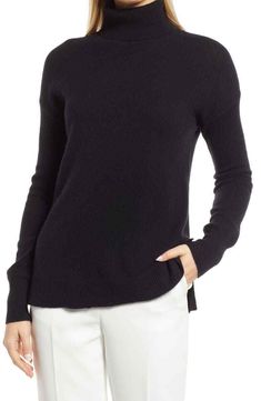 For Sale 100% Authentic NEW Nordstrom Turtleneck Cashmere Sweater in Black - Size XXS Details Color: Black  Size: XXS Armpit to armpit:19" across Length from shoulder: 25" Sleeves: 25" Hem: 20"  across Details & Care Treat yourself to the luxury of cashmere with this sumptuous sweater styled with a posh turtleneck to keep you warm on the chilliest of days. Boxy relaxed fit Draped long sleeves Turtleneck Side slit at hem 100% cashmere Dry clean Imported Please Check out my other items! Shipping: Black Long Sleeve Turtle Neck, Chic Black Outfits, Capsule Wardrobe Women, Nordstrom Women, Winter Fashion Outfits Casual, Boxy Sweater, Ladies Turtleneck Sweaters, Womens Turtleneck, Cashmere Turtleneck