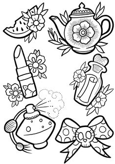 coloring pages for kids with teapots and flowers