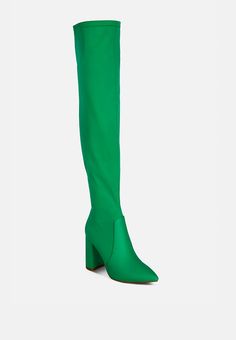 Trendy Knee-high Boots With Zipper For Fall, Casual Fitted Knee-high Boots With Zipper, Casual Fitted Knee-high Boots With Zipper Closure, Wide Calf Over-the-knee Boots For Winter, Fall Over-the-knee Boots With Zipper Closure, Green Knee-high Heeled Boots, Green Knee-high Heeled Boots For Fall, Winter Knee-high Heeled Boots With Zipper, Trendy Knee-high Boots Medium Width