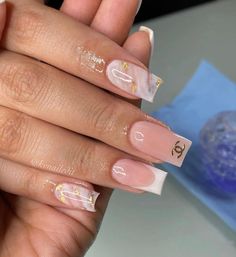 Chanel Nails, Nude Nail Designs, Long Acrylic Nails Coffin