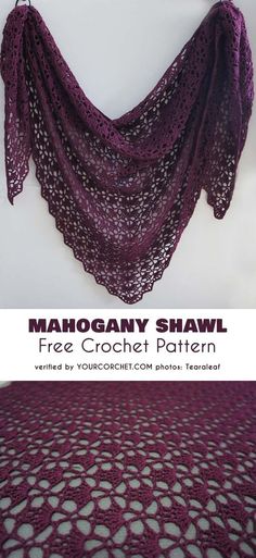 a crocheted shawl is shown with the text, free crochet pattern