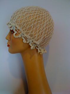 "Off white in color, crocheted in a fine cotton/ silk blend very delicately done, this victorian sleeping bonnet can also be head wear for a wedding. It is fully lined with off white netting, and in excellent antique condition. Measures about 28 \" in circumfrence. There is a fine crocheted tasseled drawstring, that can adjust the size of this bonnet. if using this bonnet as a wedding cap there are endless possibilities in which this cap can be embellished (ie. pearls, sequins tiny flowers etc. Wedding Cap, Sleeping Bonnet, Head Wear, Providence Ri, Leather Coin Purse, Old Clothes, Tiny Flowers, Gift Decorations, Leather Accessories