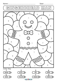 the gingerbread man color by number worksheet