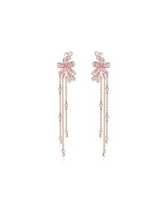 the pink flower and chain earrings