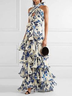 A-Line Wedding Guest Dresses Floral Dress Holiday Summer Floor Length Sleeveless V Neck Polyester with Print 2024 2024 - $59.99 Marine Uniform, Portfolio Images, Chiffon Fashion, Langer Rock, Maxi Robes, Cotton Maxi, Maxi Dress Cotton, Loose Outfit, Hip Dress