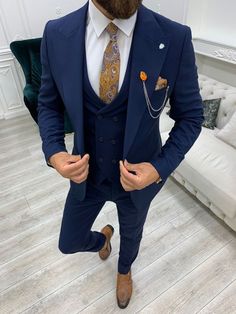 Italian Style Suit, Peak Lapel Suit, Vest And Pants, Blue Suit Men, Pants Gift, Navy Blue Suit, Navy Blue Jacket, Prom Suits, Slim Fit Suits