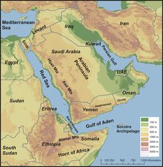 a map of the middle east showing cities and major landforms, including mountains, deserts, and rivers