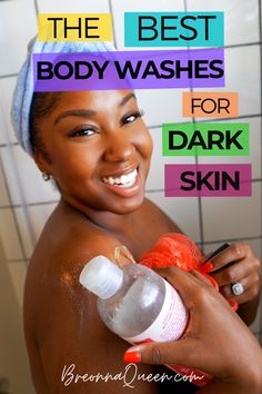 Skin Brightener For Black Women, Brightening Body Lotion For Dark Skin, Best Lotion For Black Women, Skincare For Dark Skin, Black Women Skincare, Glowing Black Skin, Skincare For Black Women, The Best Body Wash, Best Facial Products